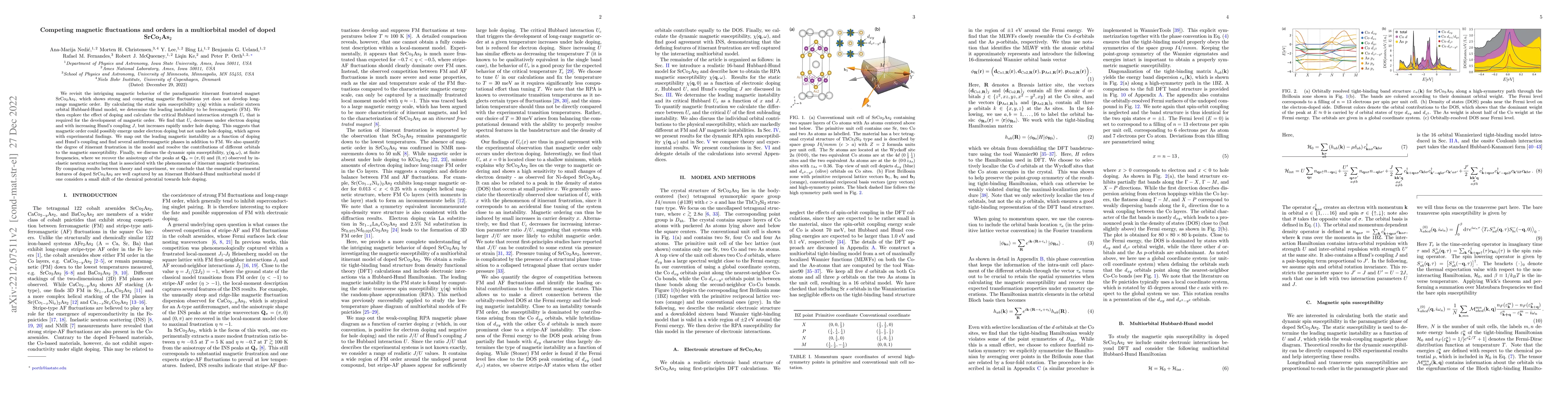 Thumbnail for Competing magnetic fluctuations and orders in a multiorbital model of
  doped SrCo$_2$As$_2$