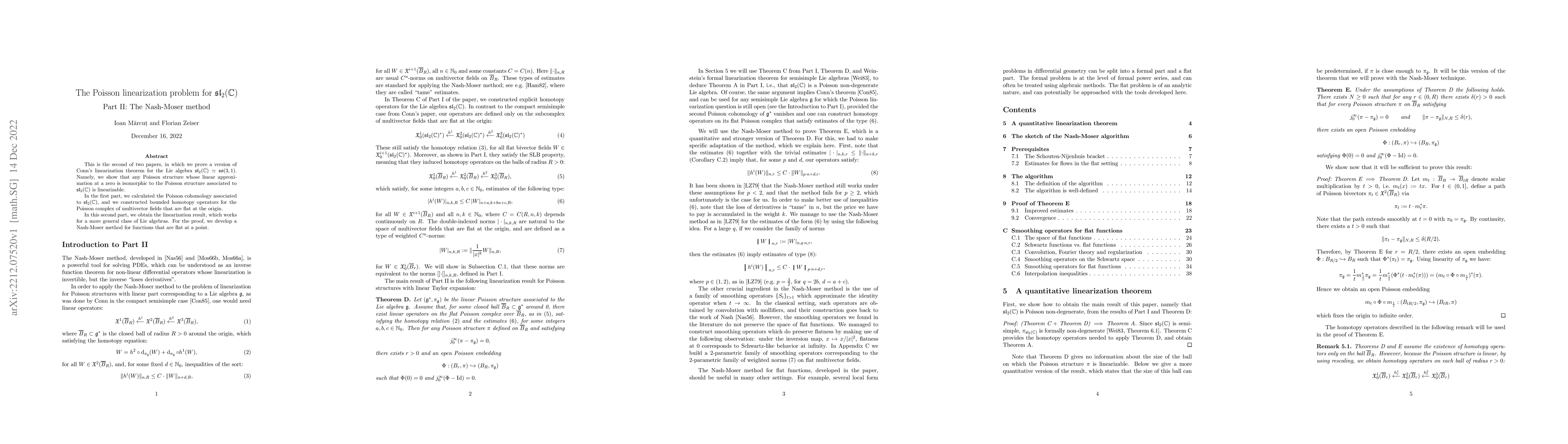 Thumbnail for The Poisson linearization problem for $\mathfrak{sl}_2(\mathbb{C})$.
  Part II: The Nash-Moser method