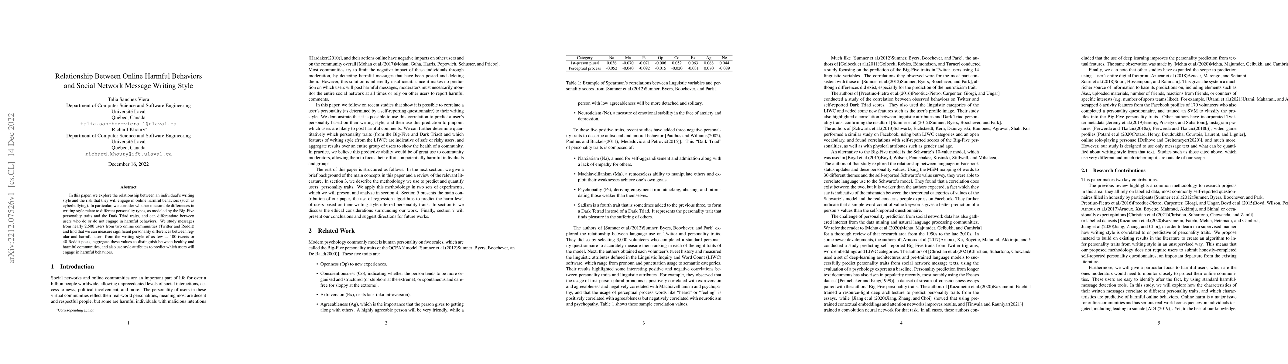 Thumbnail for Relationship Between Online Harmful Behaviors and Social Network Message
  Writing Style