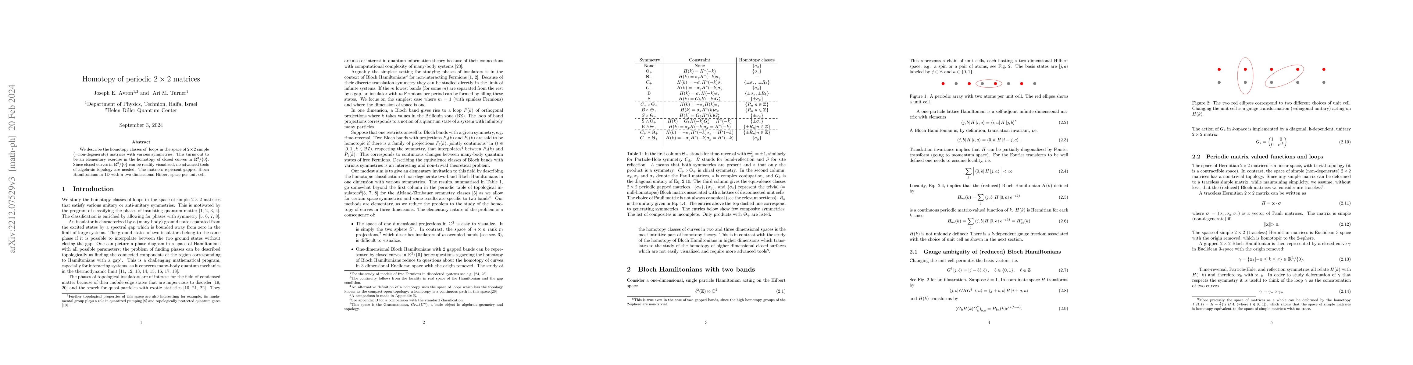 Thumbnail for Homotopy of periodic two by two matrices