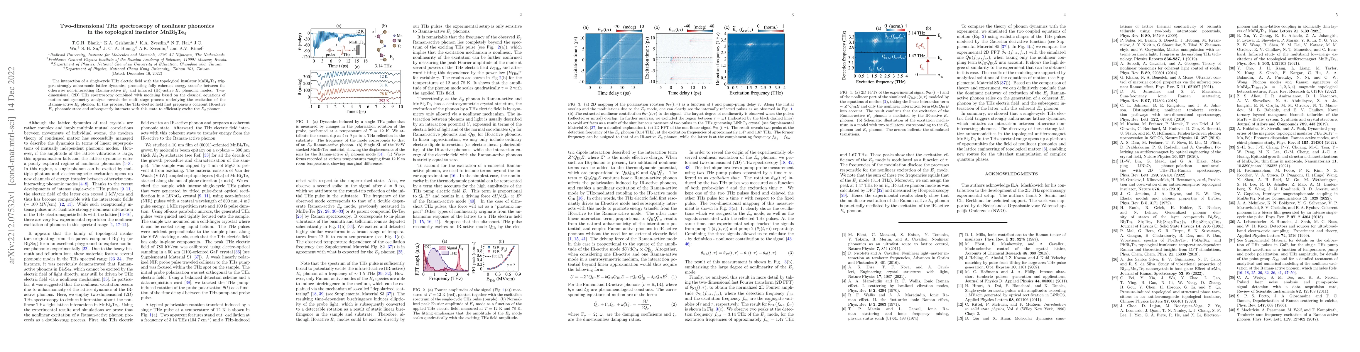 Thumbnail for Two-dimensional THz spectroscopy of nonlinear phononics in the
  topological insulator $\mathrm{MnBi}_2\mathrm{Te}_4$