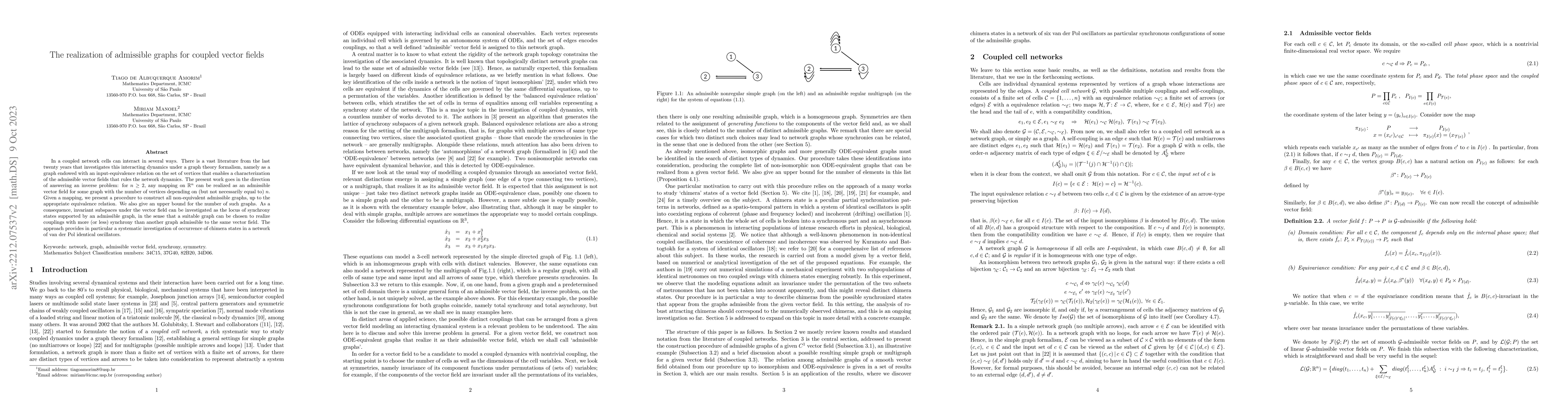Thumbnail for The realization of admissible graphs for coupled vector fields