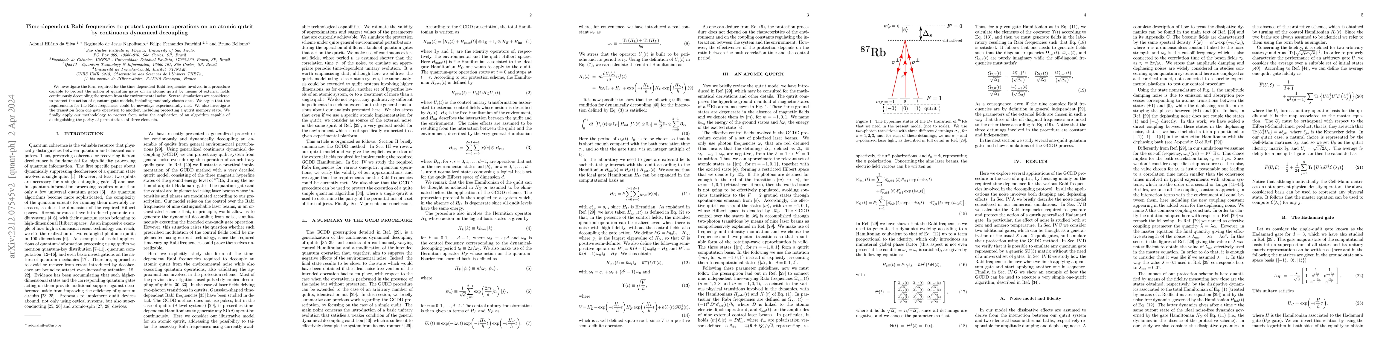 Thumbnail for Time-dependent Rabi frequencies to protect quantum operations on an
  atomic qutrit by continuous dynamical decoupling