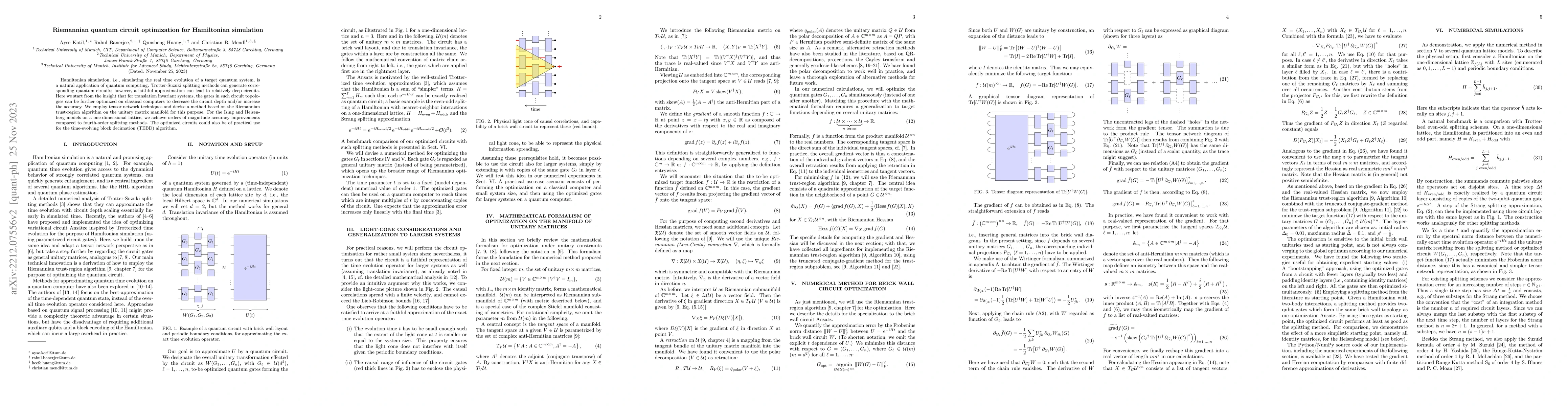 Thumbnail for Riemannian quantum circuit optimization for Hamiltonian simulation