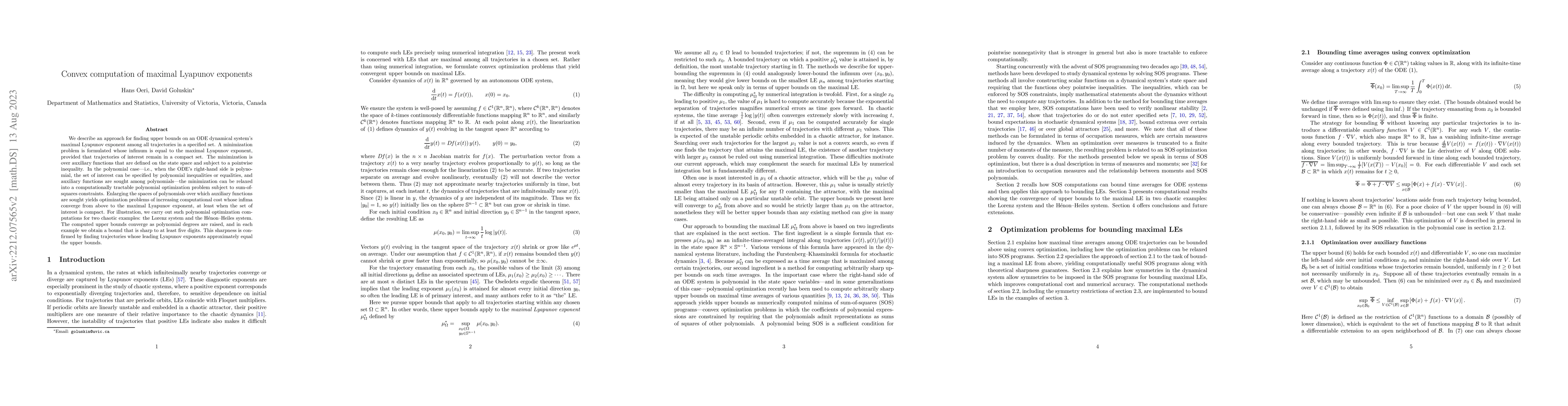Thumbnail for Convex computation of maximal Lyapunov exponents