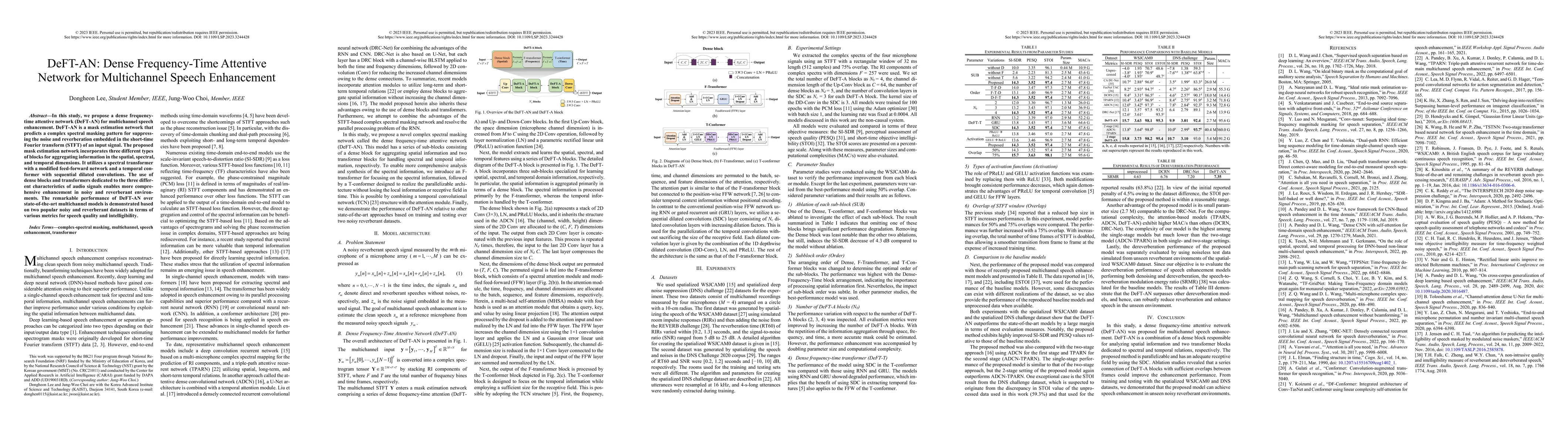 Thumbnail for DeFT-AN: Dense Frequency-Time Attentive Network for Multichannel Speech
  Enhancement