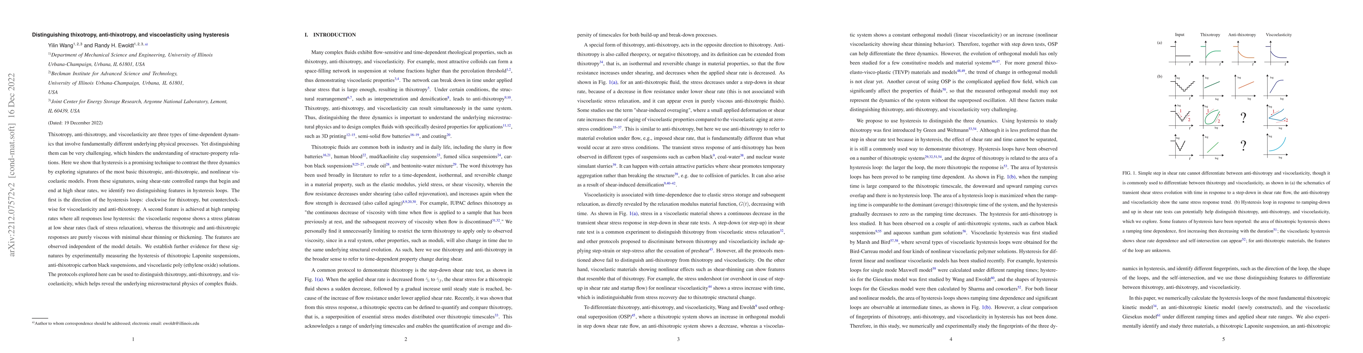 Thumbnail for Distinguishing thixotropy, anti-thixotropy, and viscoelasticity using
  hysteresis