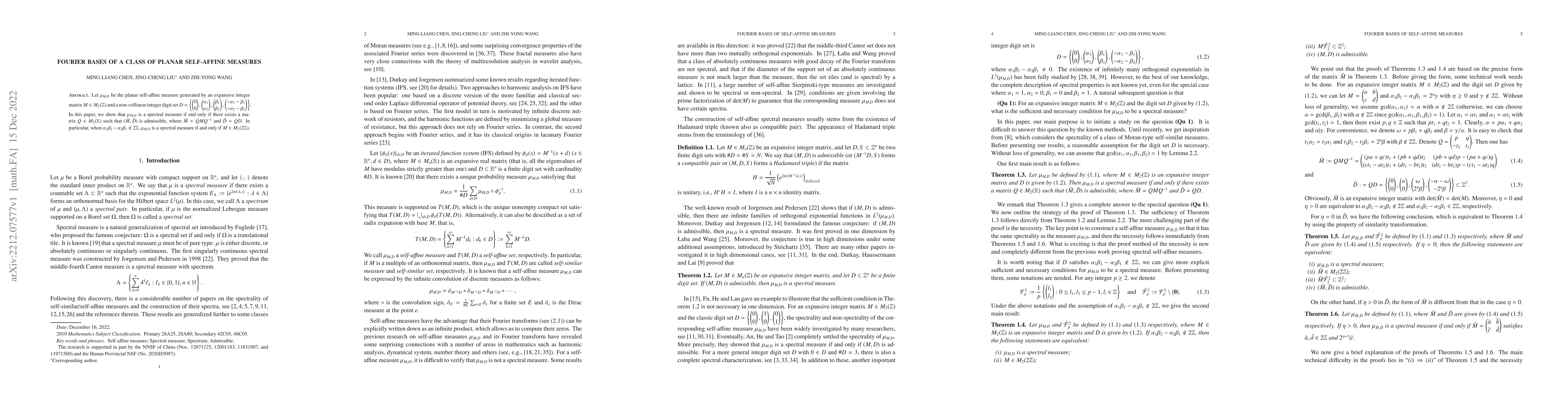 Thumbnail for Fourier bases of a class of planar self-affine measures