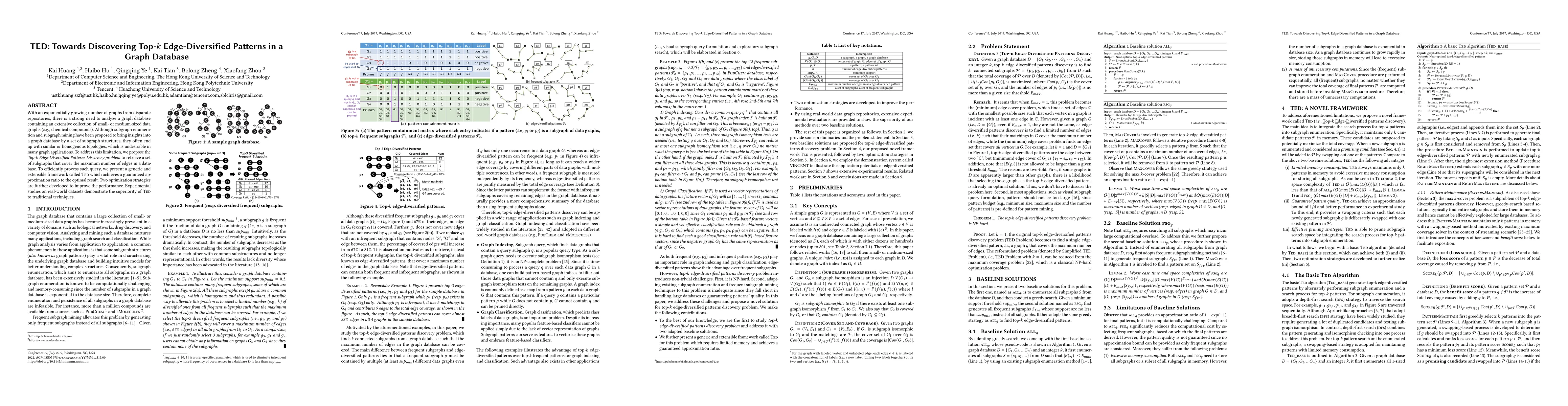 Thumbnail for TED: Towards Discovering Top-k Edge-Diversified Patterns in a Graph
  Database
