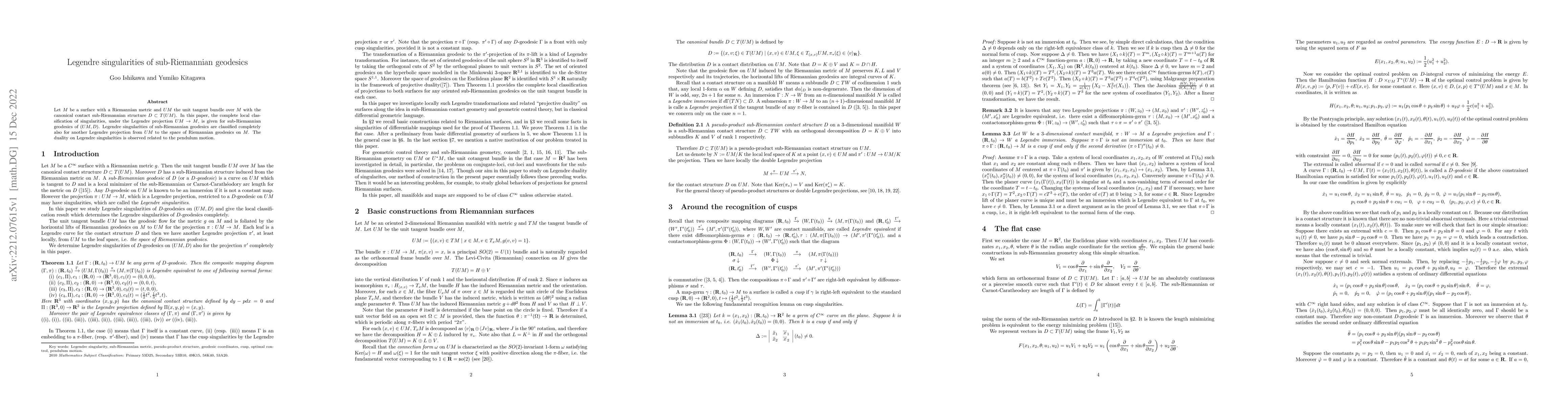 Thumbnail for Legendre singularities of sub-Riemannian geodesics