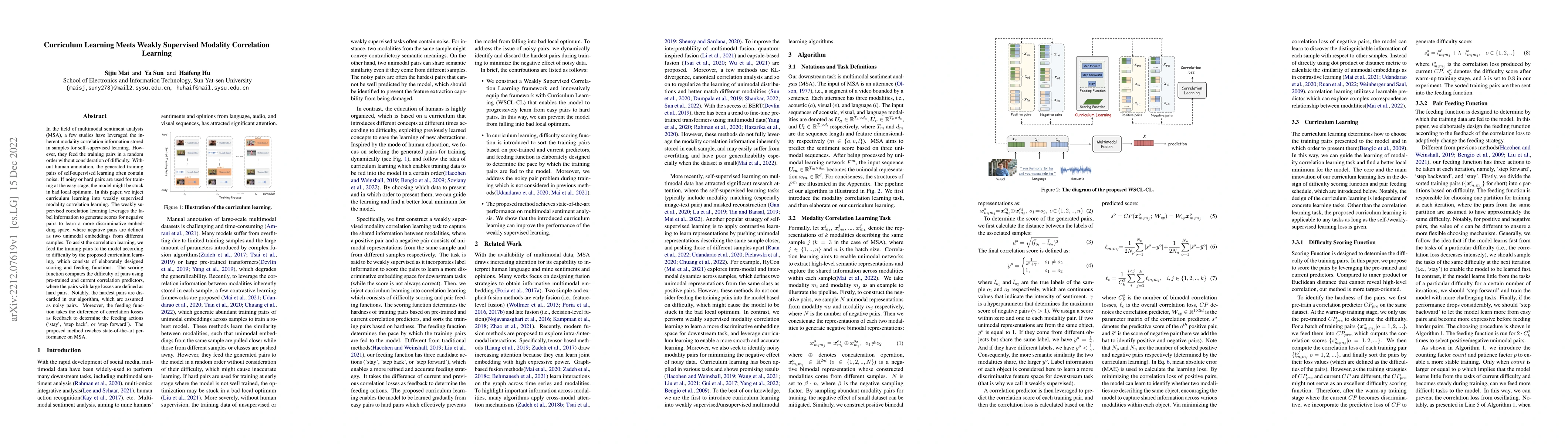 Thumbnail for Curriculum Learning Meets Weakly Supervised Modality Correlation
  Learning