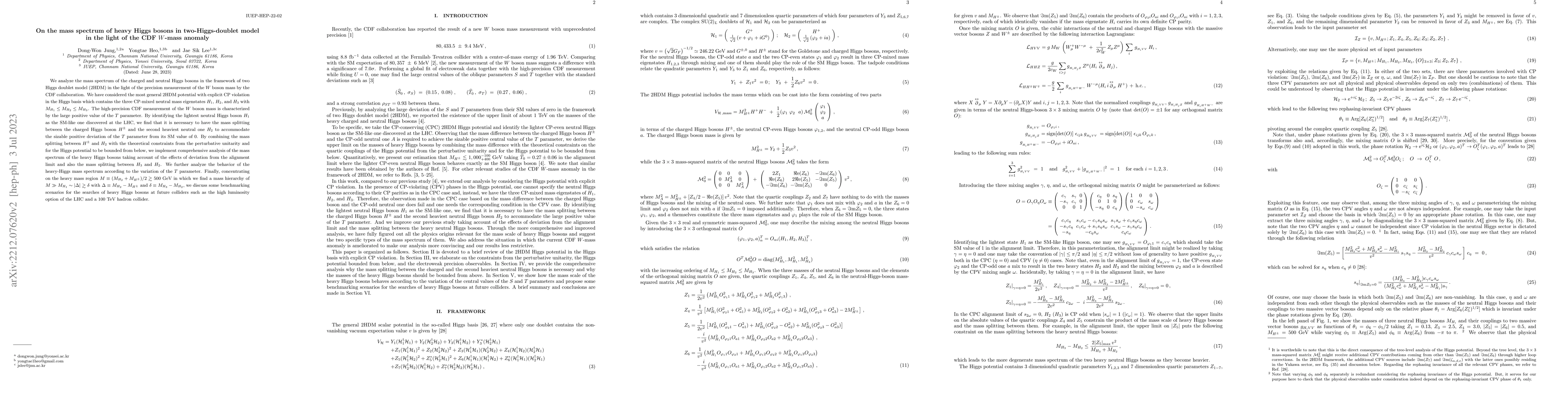 Thumbnail for On the mass spectrum of heavy Higgs bosons in two-Higgs-doublet model in
  the light of the CDF $W$-mass anomaly