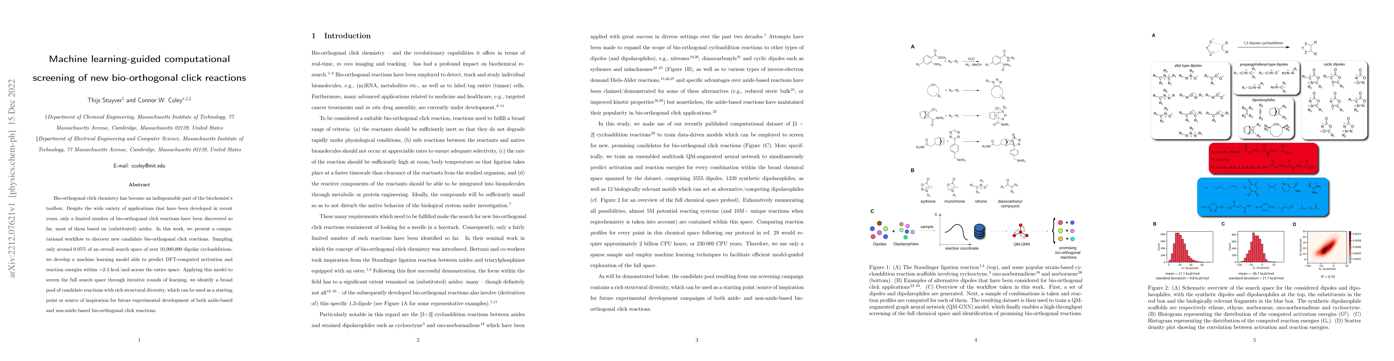 Thumbnail for Machine learning-guided computational screening of new bio-orthogonal
  click reactions