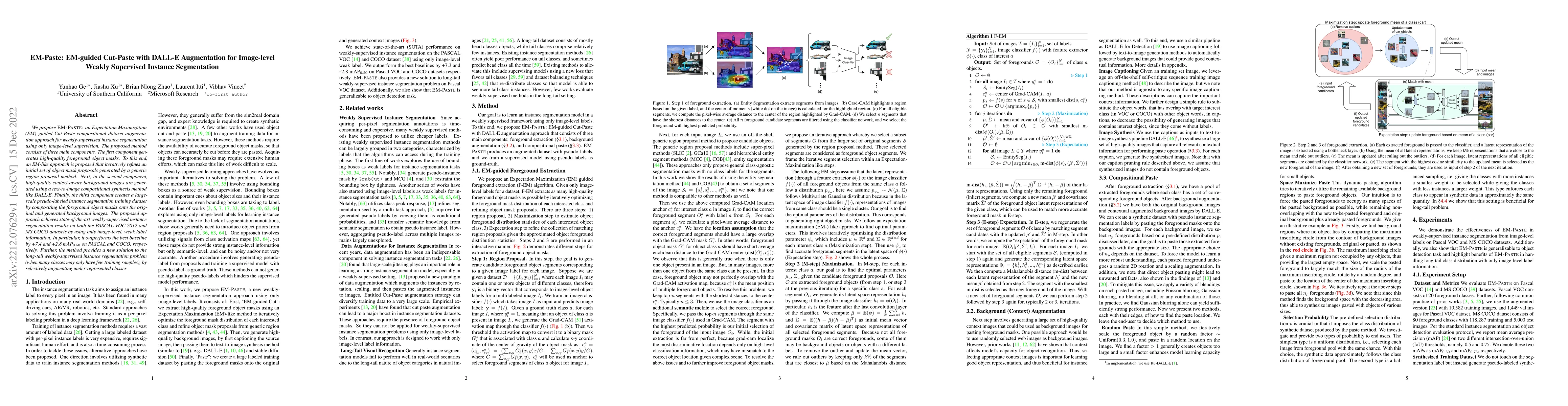 Thumbnail for EM-Paste: EM-guided Cut-Paste with DALL-E Augmentation for Image-level
  Weakly Supervised Instance Segmentation