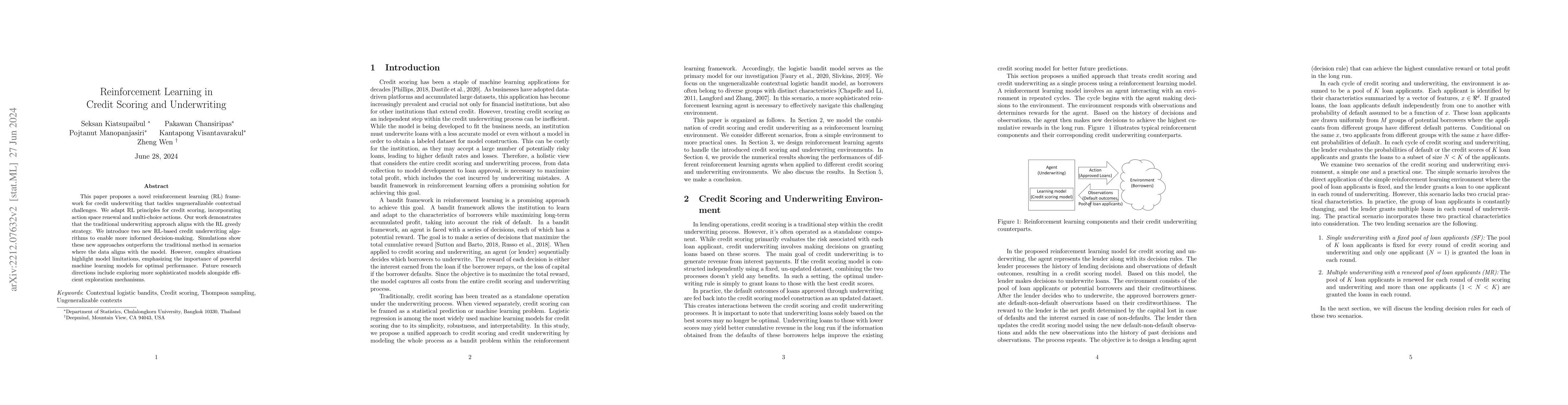 Thumbnail for Reinforcement Learning in Credit Scoring and Underwriting