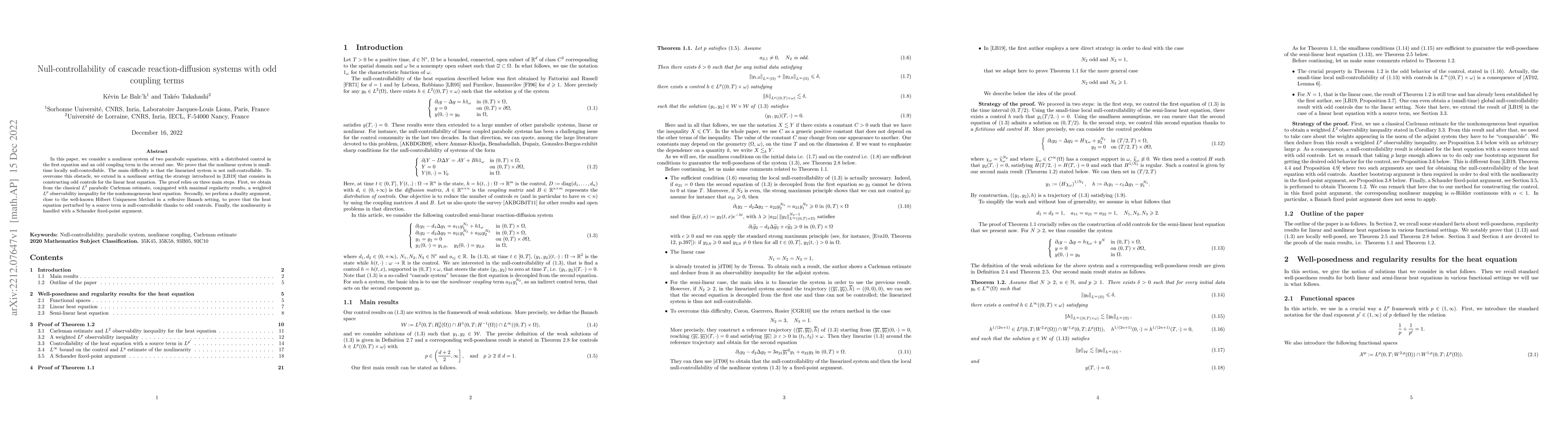 Thumbnail for Null-controllability of cascade reaction-diffusion systems with odd
  coupling terms