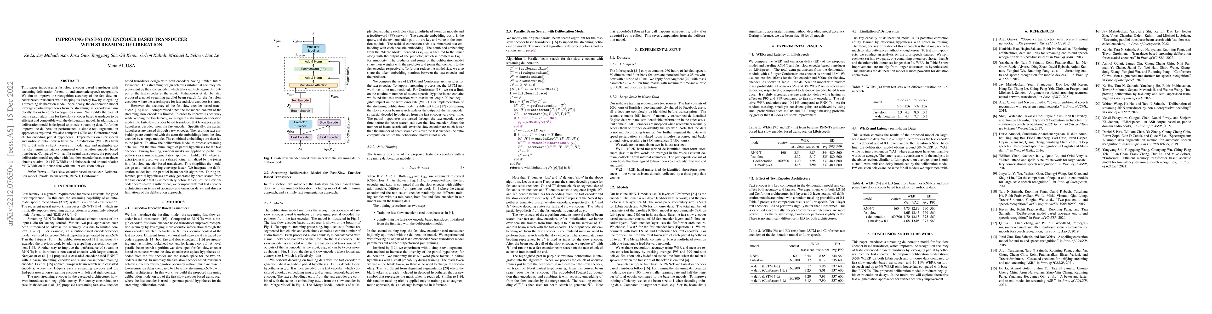 Thumbnail for Improving Fast-slow Encoder based Transducer with Streaming Deliberation