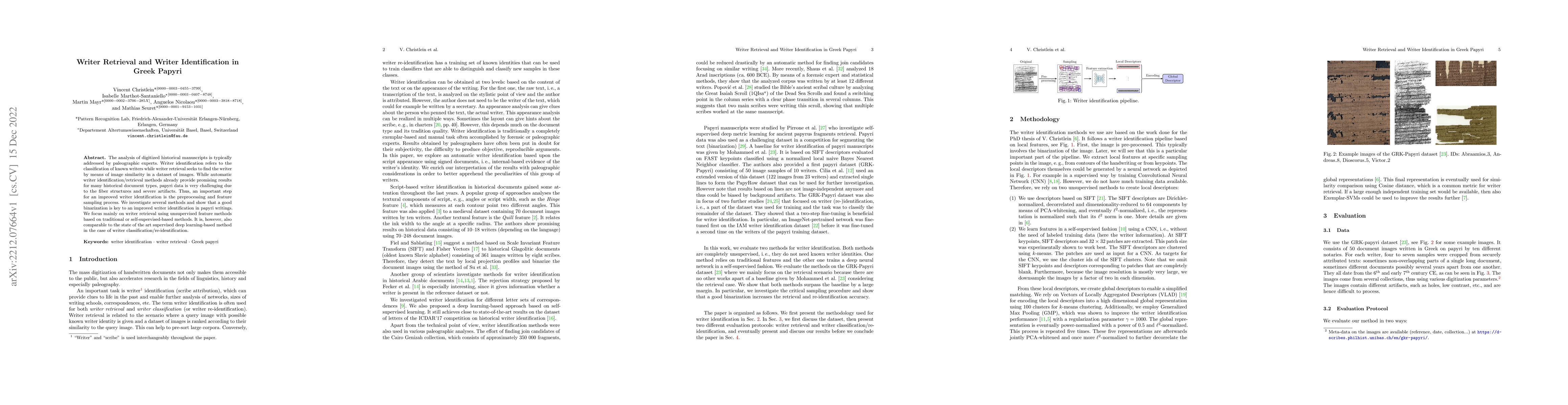 Thumbnail for Writer Retrieval and Writer Identification in Greek Papyri