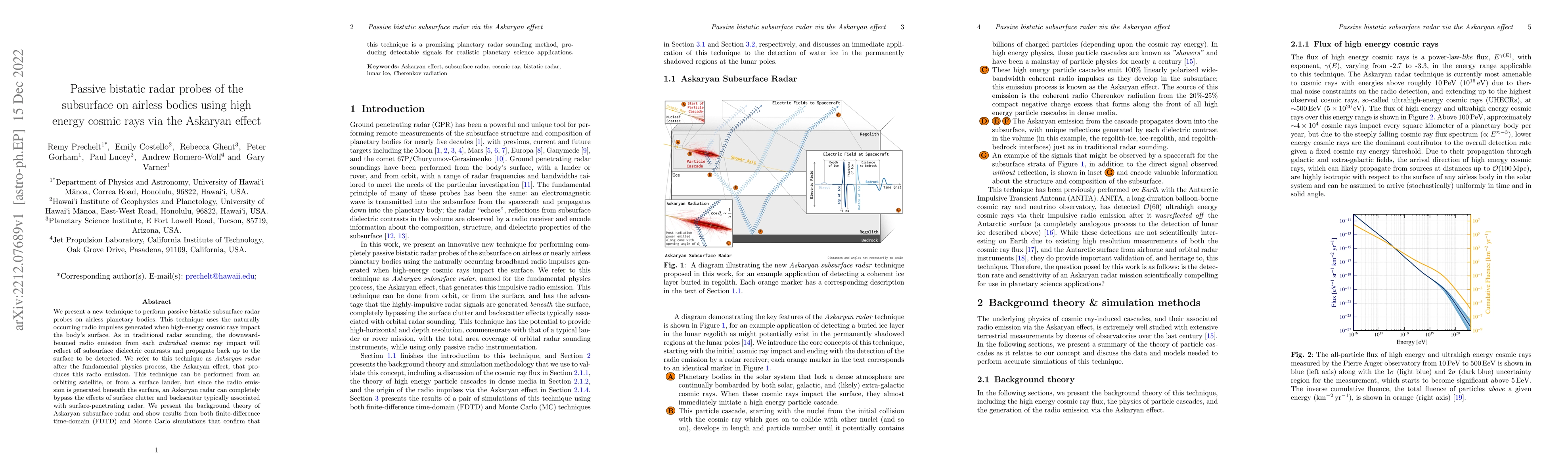 Thumbnail for Passive bistatic radar probes of the subsurface on airless bodies using
  high energy cosmic rays via the Askaryan effect
