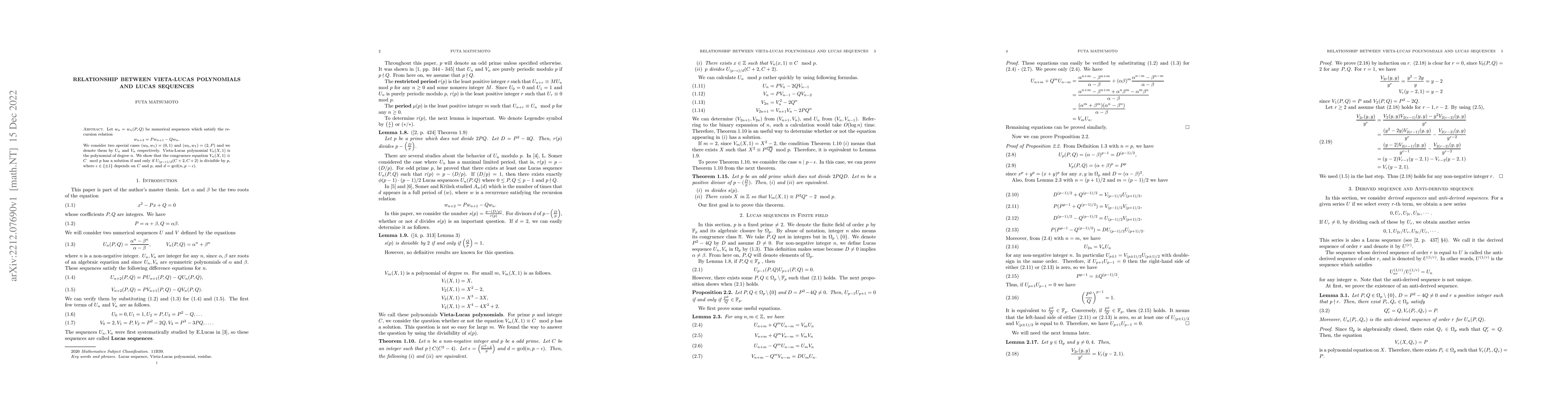Thumbnail for Relationship between Vieta-Lucas polynomials and Lucas sequences
