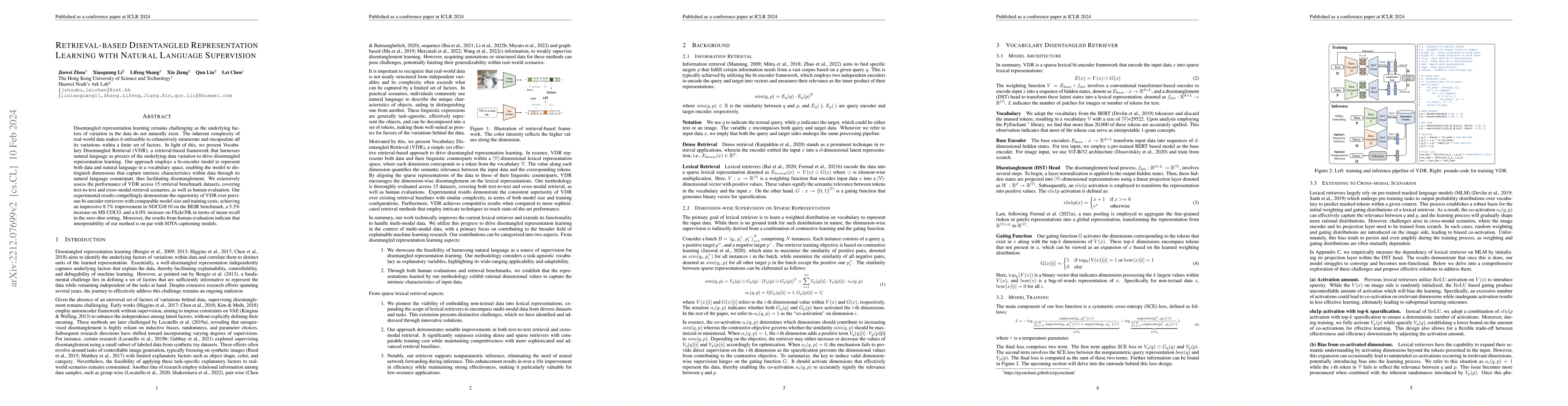 Thumbnail for Retrieval-based Disentangled Representation Learning with Natural
  Language Supervision
