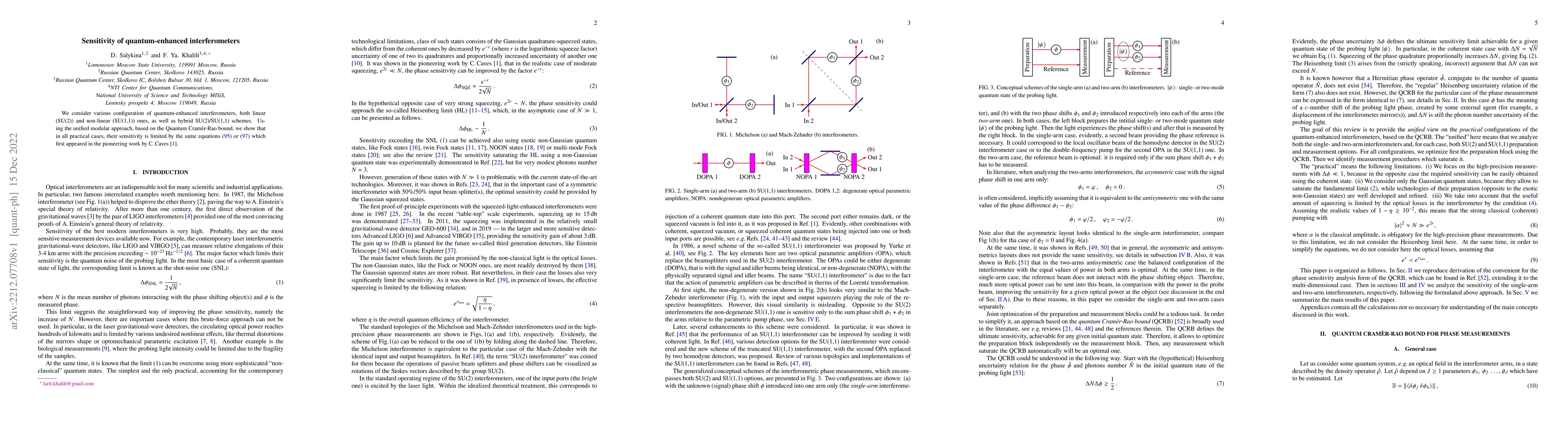 Thumbnail for Sensitivity of quantum-enhanced interferometers