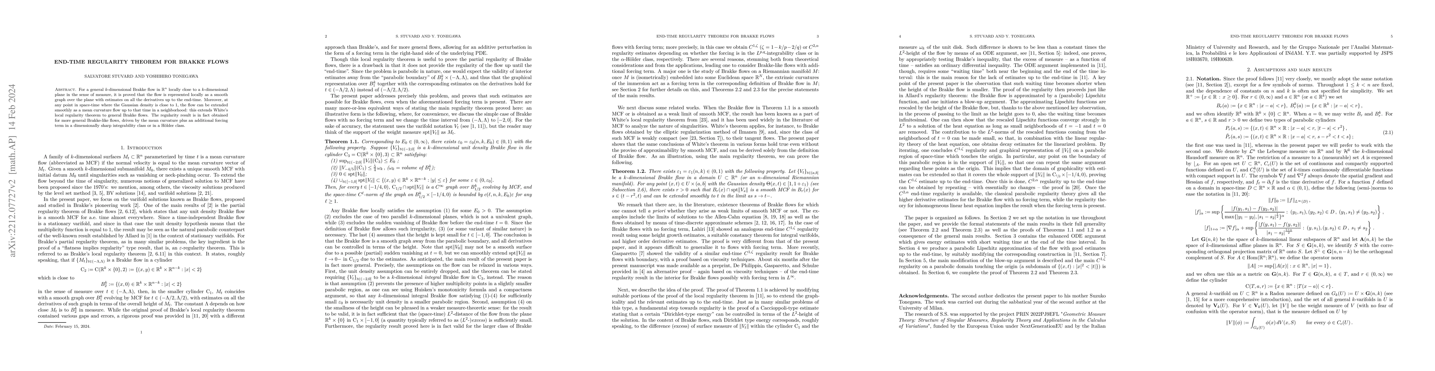 Thumbnail for End-time regularity theorem for Brakke flows