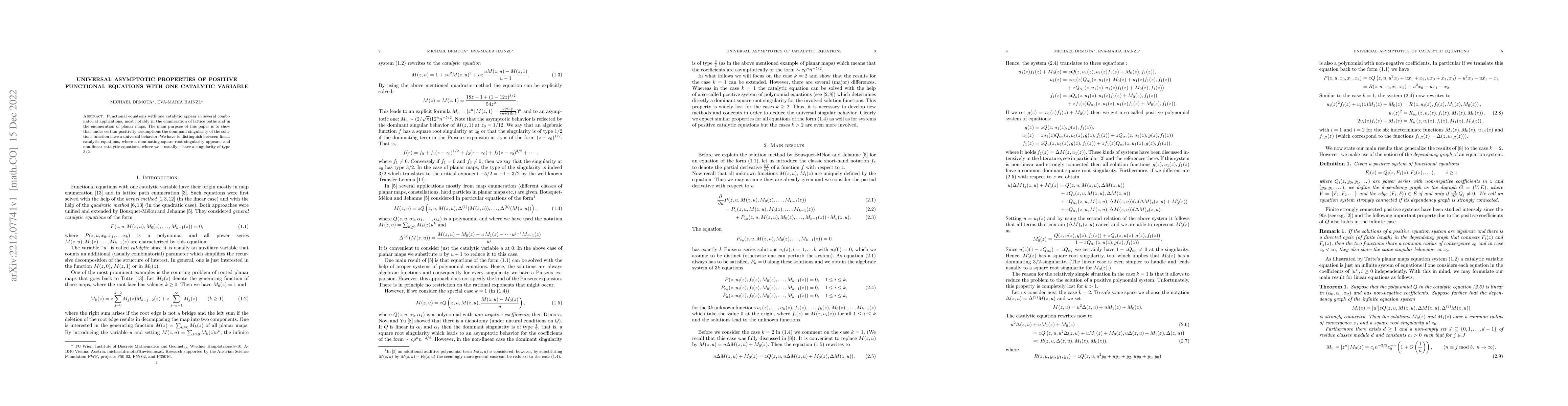 Thumbnail for Universal asymptotic properties of positive functional equations with
  one catalytic variable