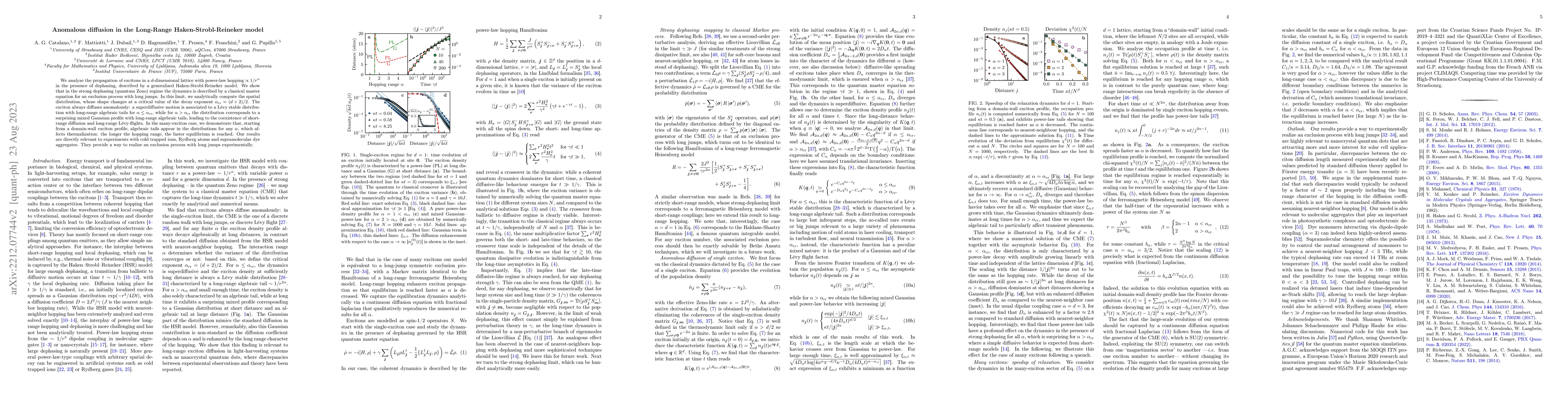 Thumbnail for Anomalous diffusion in the Long-Range Haken-Strobl-Reineker model