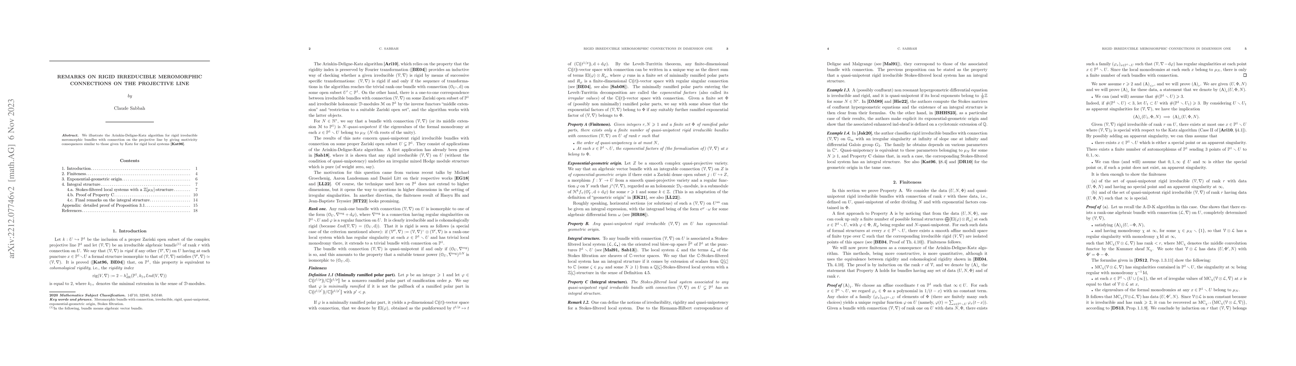 Thumbnail for Remarks on rigid irreducible meromorphic connections on the projective
  line
