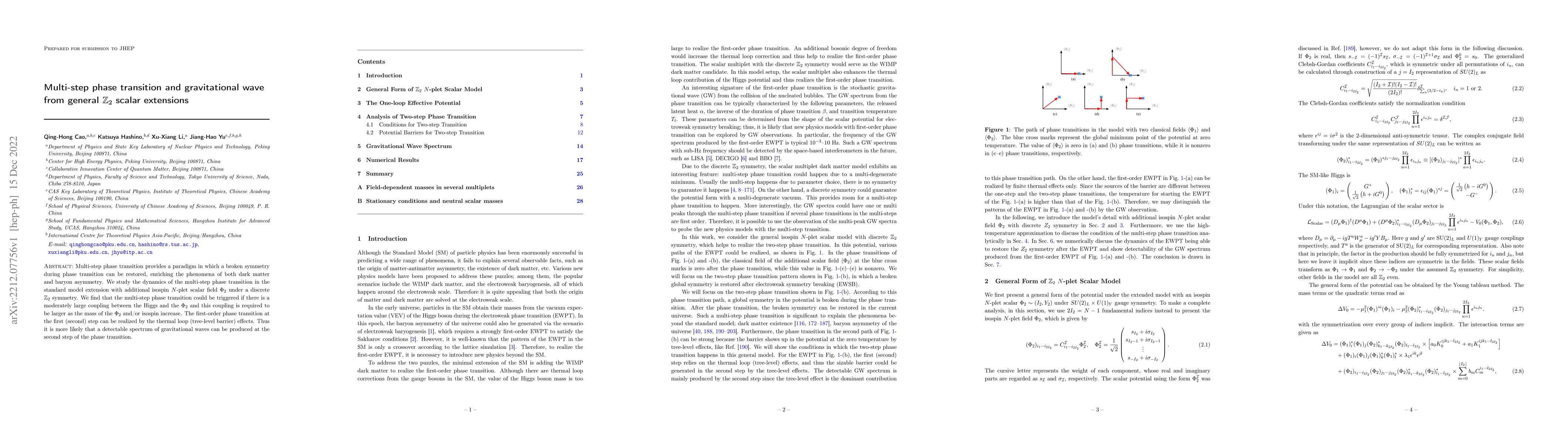 Thumbnail for Multi-step phase transition and gravitational wave from general
  $\mathbb{Z}_2$ scalar extensions