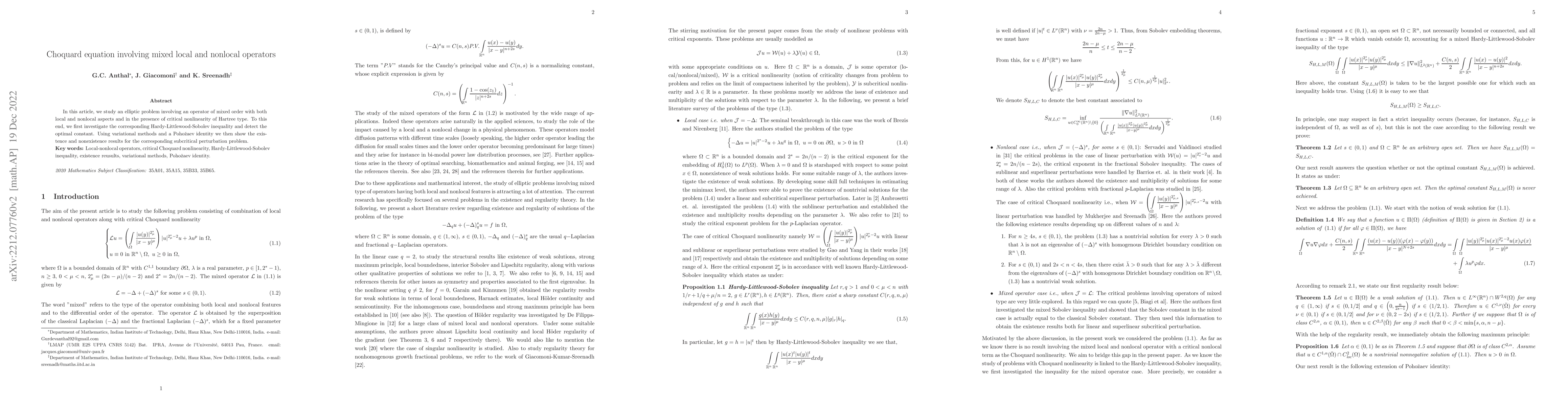 Thumbnail for Choquard equation involving mixed local and nonlocal operators