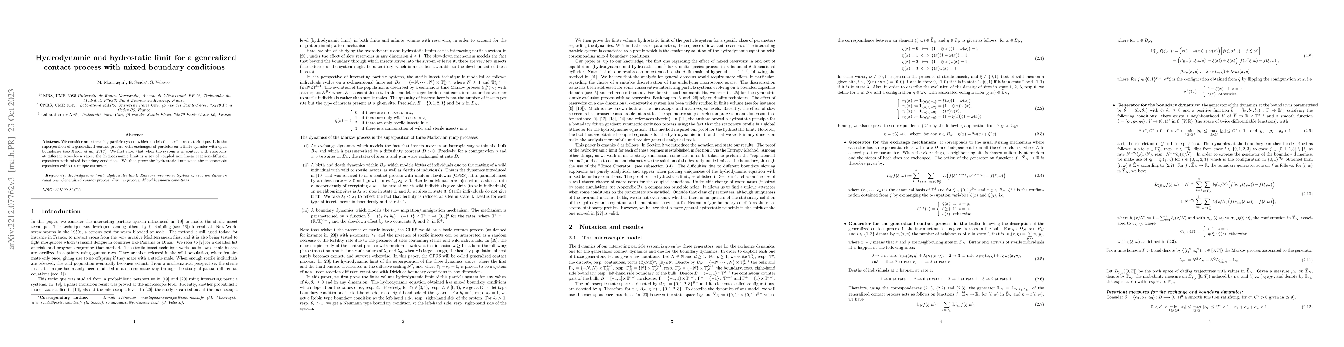Thumbnail for Hydrodynamic and hydrostatic limit for a generalized contact process
  with mixed boundary conditions
