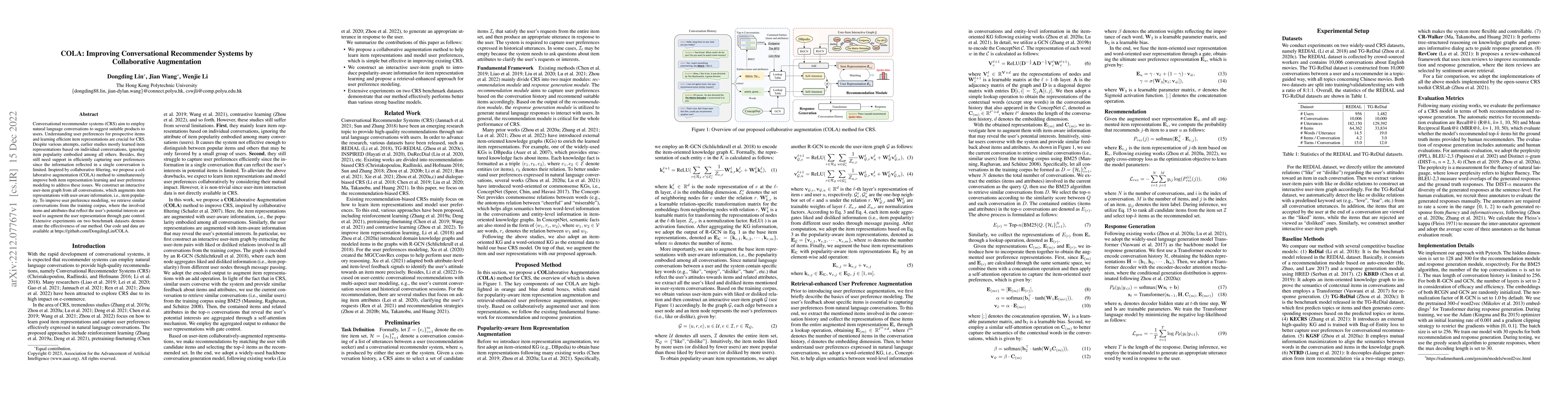 Thumbnail for COLA: Improving Conversational Recommender Systems by Collaborative
  Augmentation