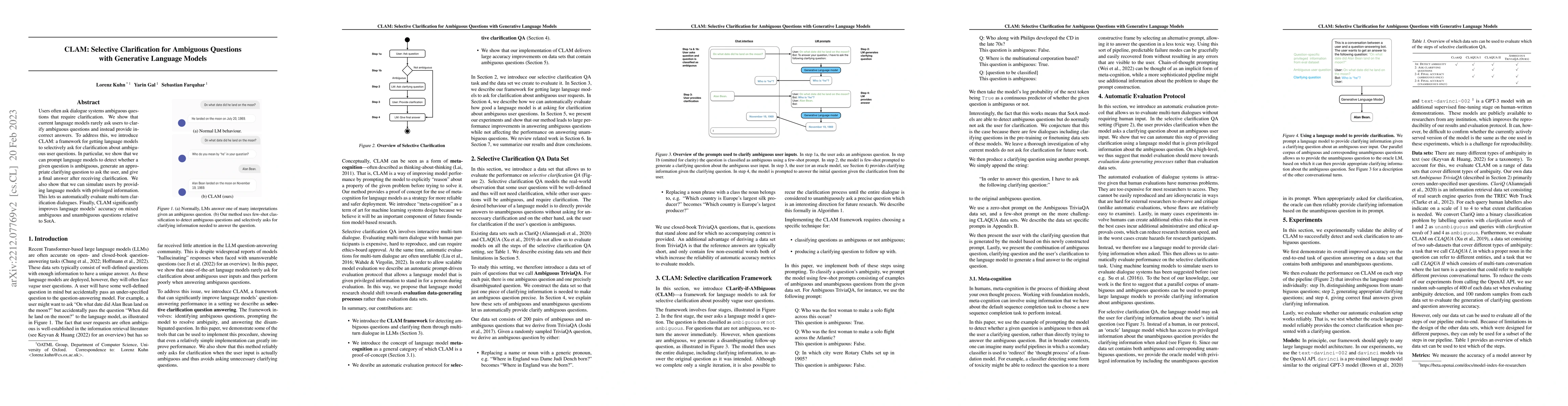 Thumbnail for CLAM: Selective Clarification for Ambiguous Questions with Generative
  Language Models