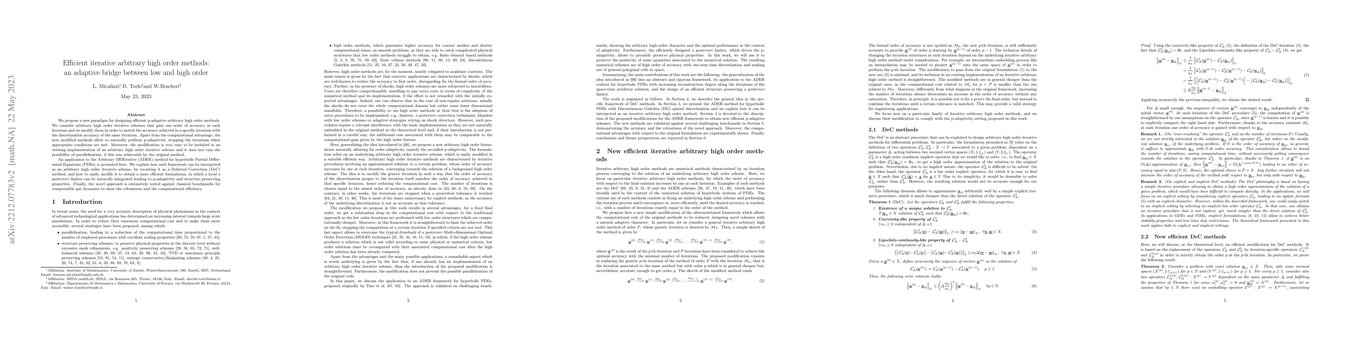 Thumbnail for Efficient iterative arbitrary high order methods: an adaptive bridge
  between low and high order