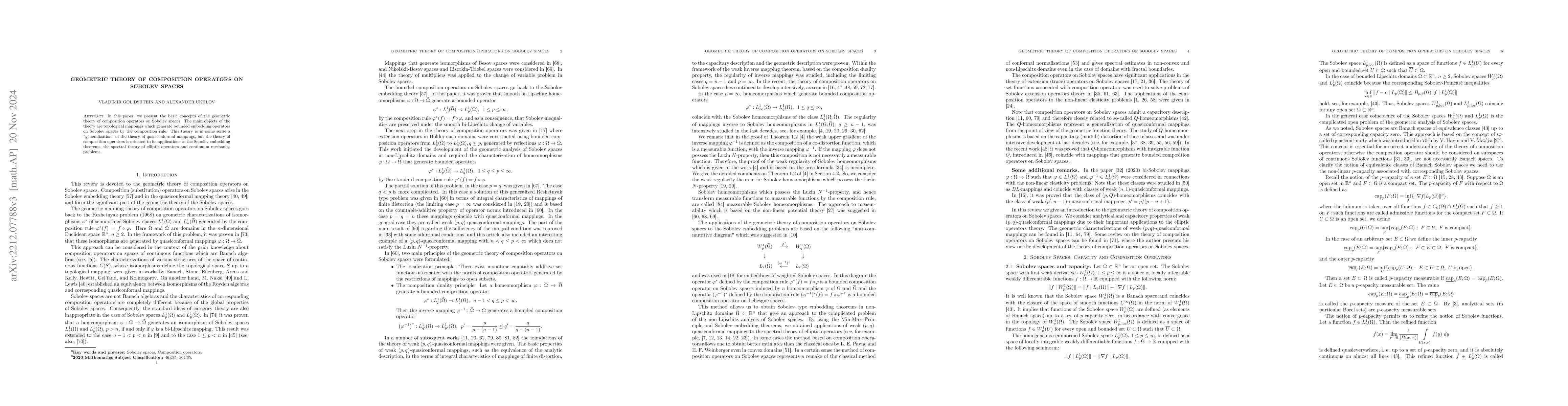 Thumbnail for Geometric theory of composition operators on Sobolev spaces