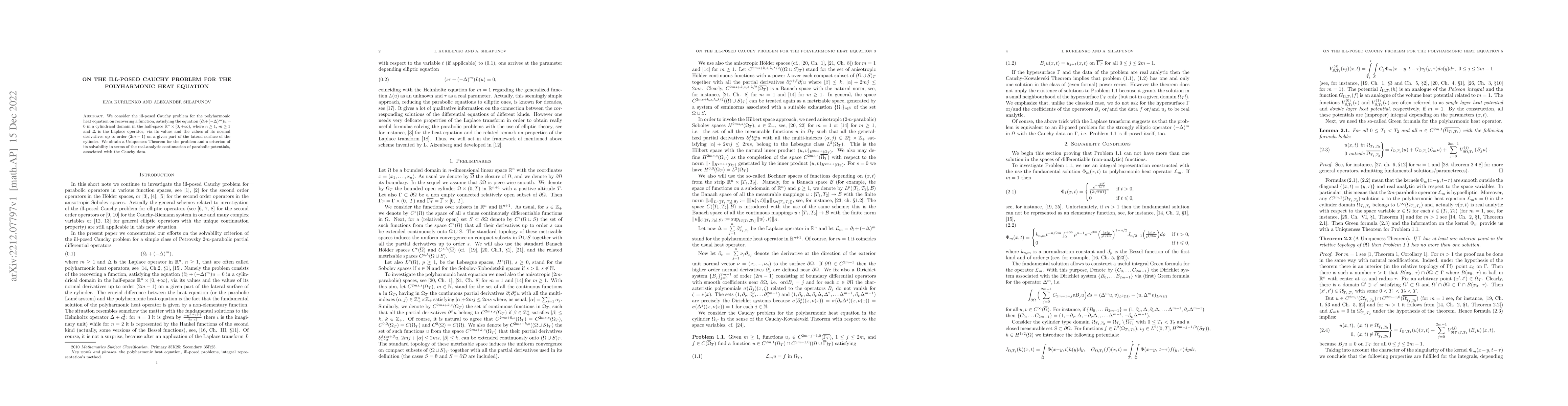 Thumbnail for On the ill-posed Cauchy problem for the polyharmonic heat equation