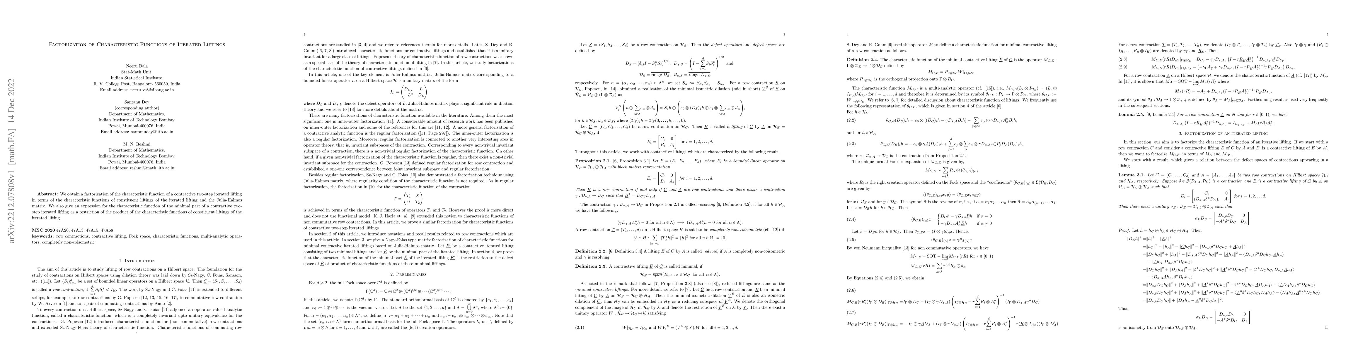 Thumbnail for Factorization of Characteristic Functions of Iterated Liftings