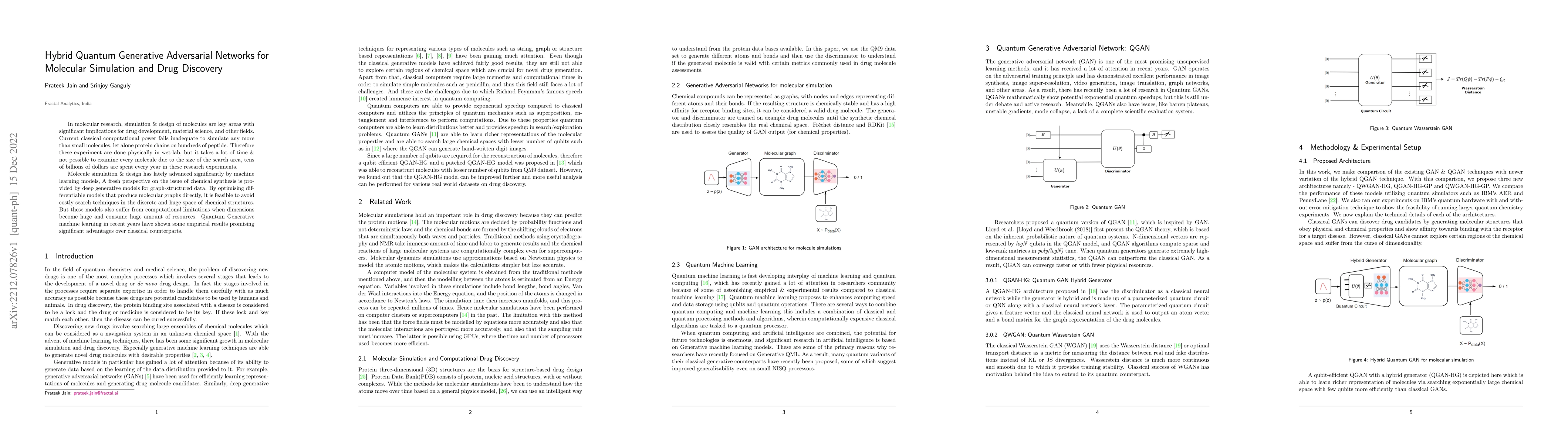 Thumbnail for Hybrid Quantum Generative Adversarial Networks for Molecular Simulation
  and Drug Discovery