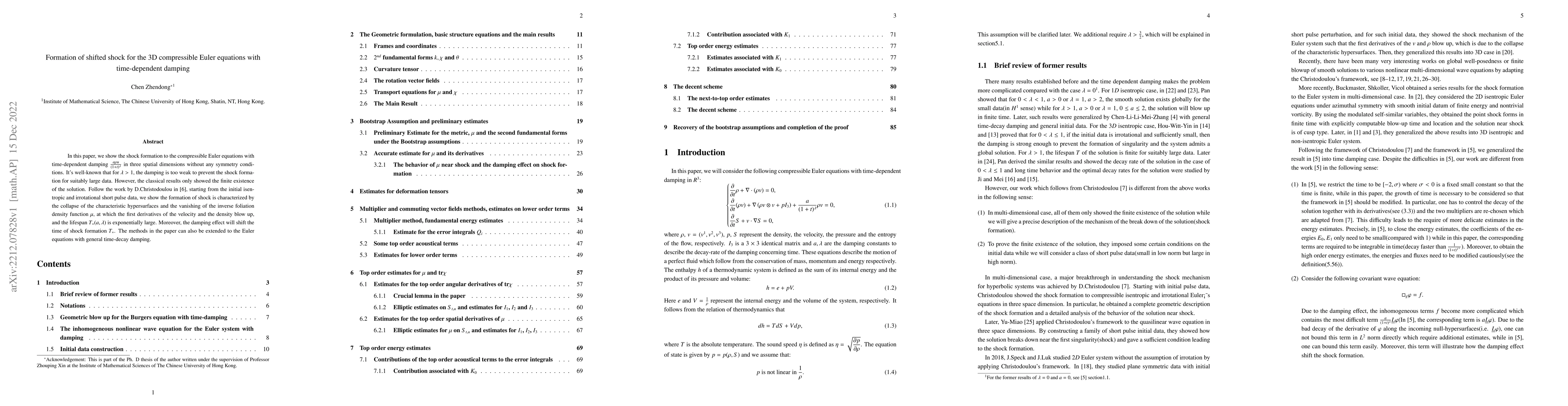 Thumbnail for Formation of shifted shock for the 3D compressible Euler equations with
  time-dependent damping