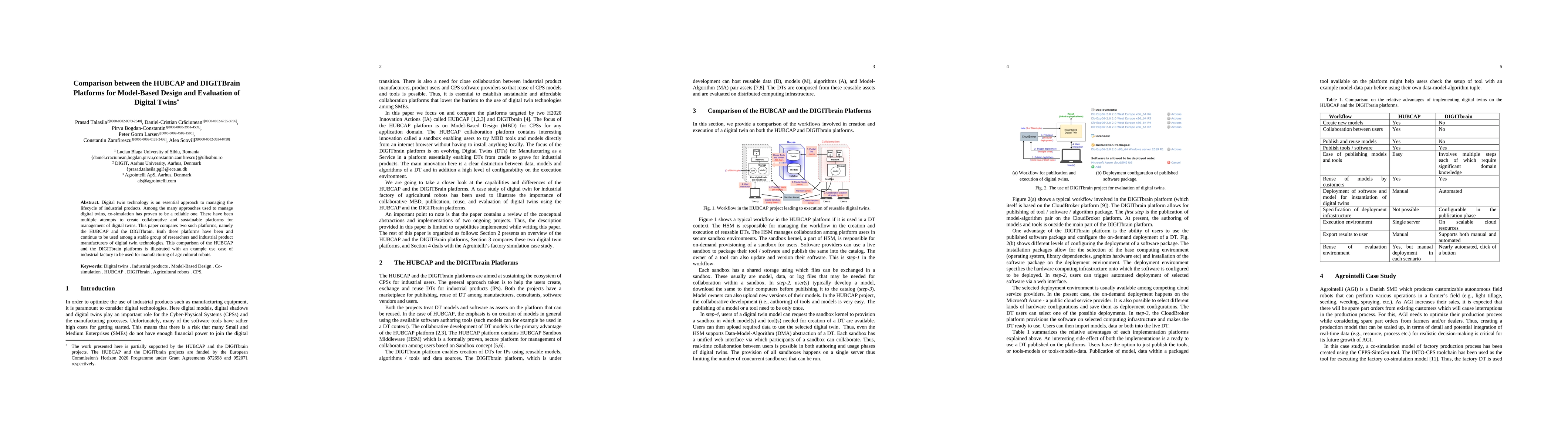 Thumbnail for Comparison between the HUBCAP and DIGITBrain Platforms for Model-Based
  Design and Evaluation of Digital Twins