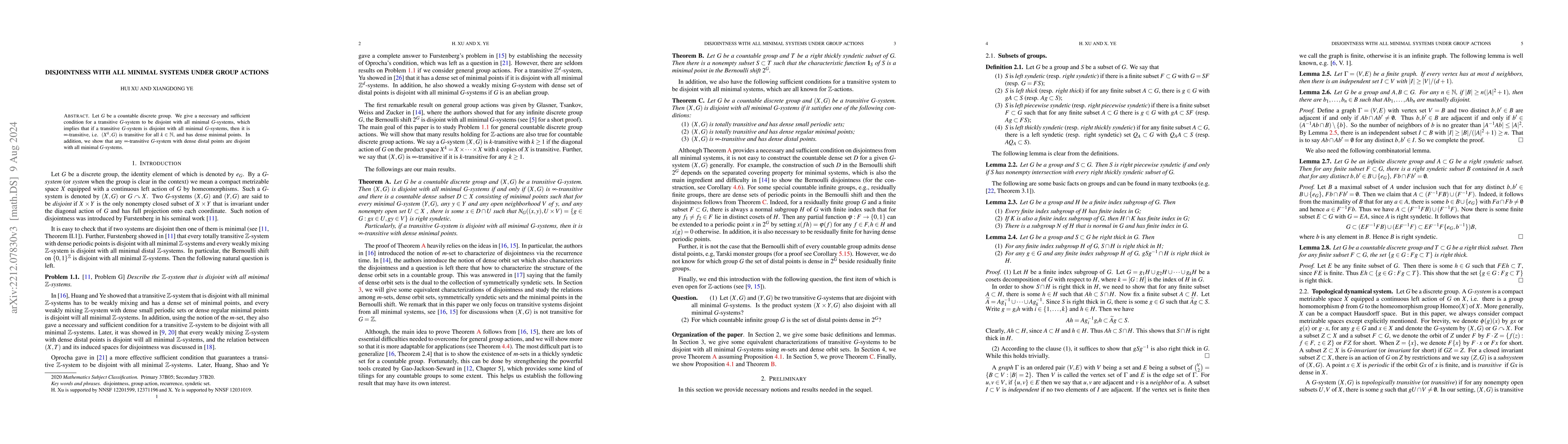 Thumbnail for Disjointness with all minimal systems under group actions