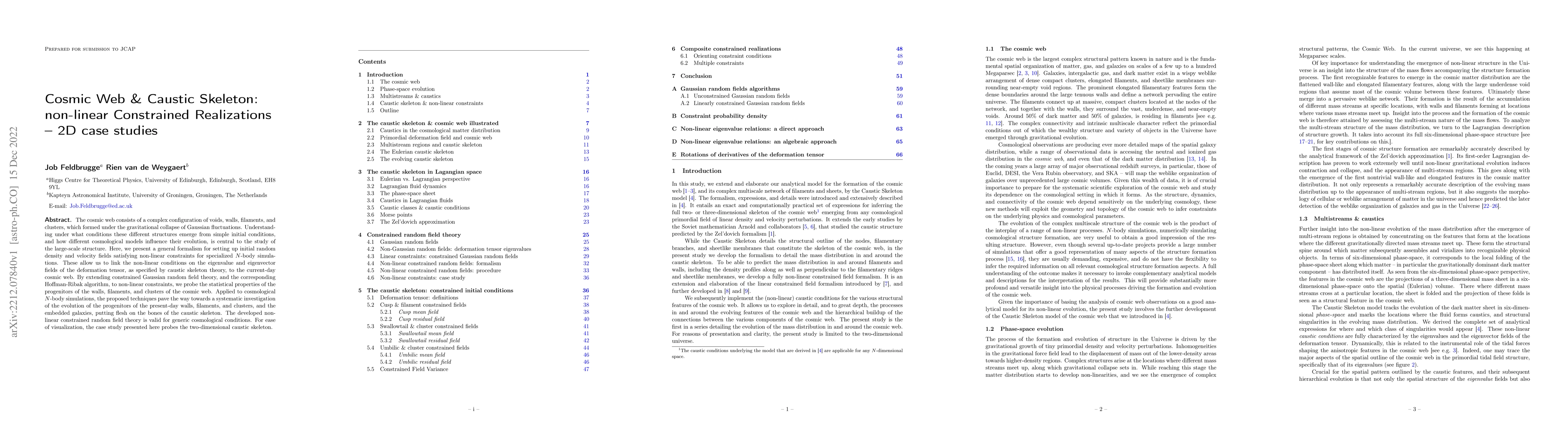 Thumbnail for Cosmic Web & Caustic Skeleton: non-linear Constrained Realizations -- 2D
  case studies