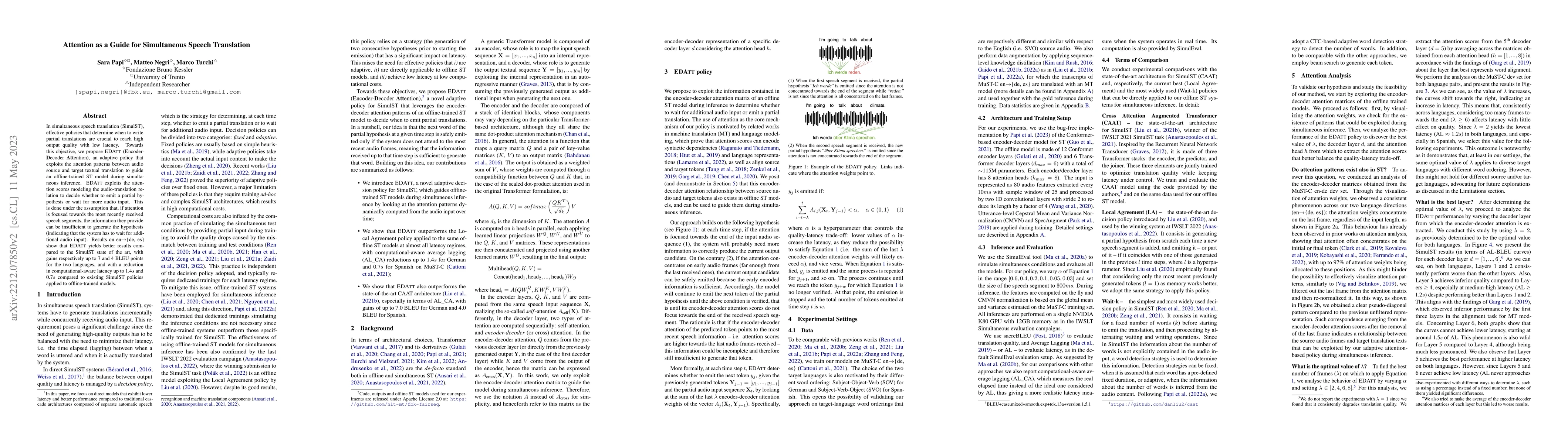 Thumbnail for Attention as a Guide for Simultaneous Speech Translation