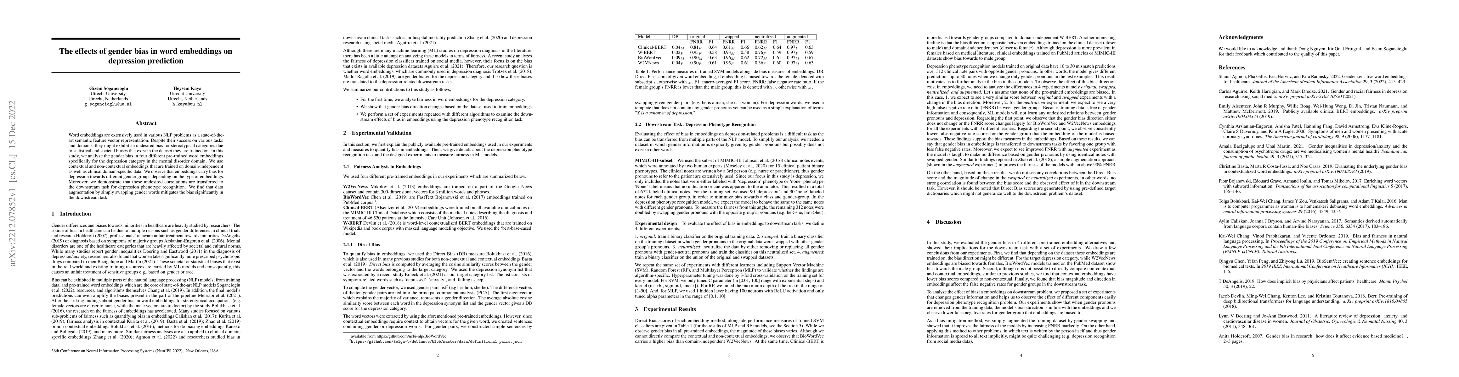 Thumbnail for The effects of gender bias in word embeddings on depression prediction