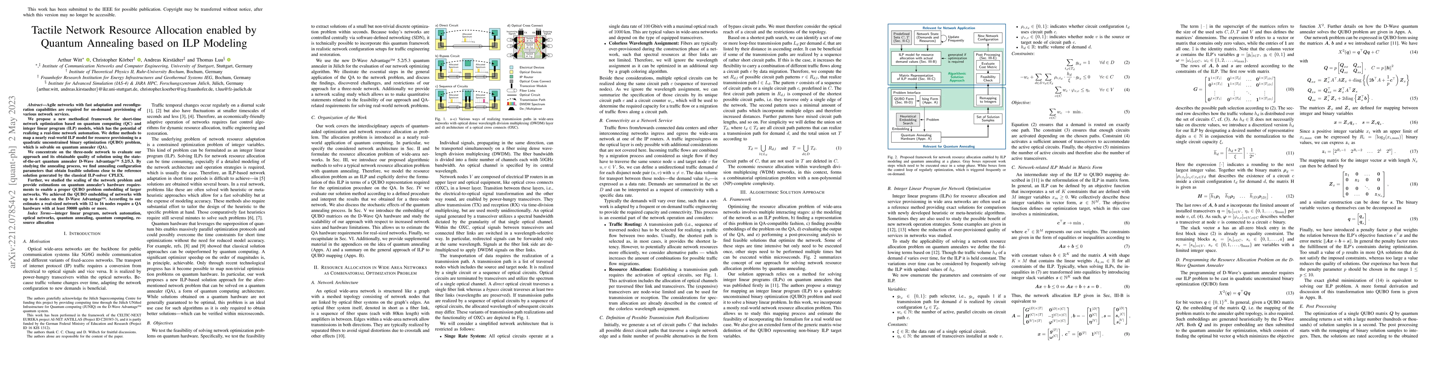 Thumbnail for Tactile Network Resource Allocation enabled by Quantum Annealing based
  on ILP Modeling