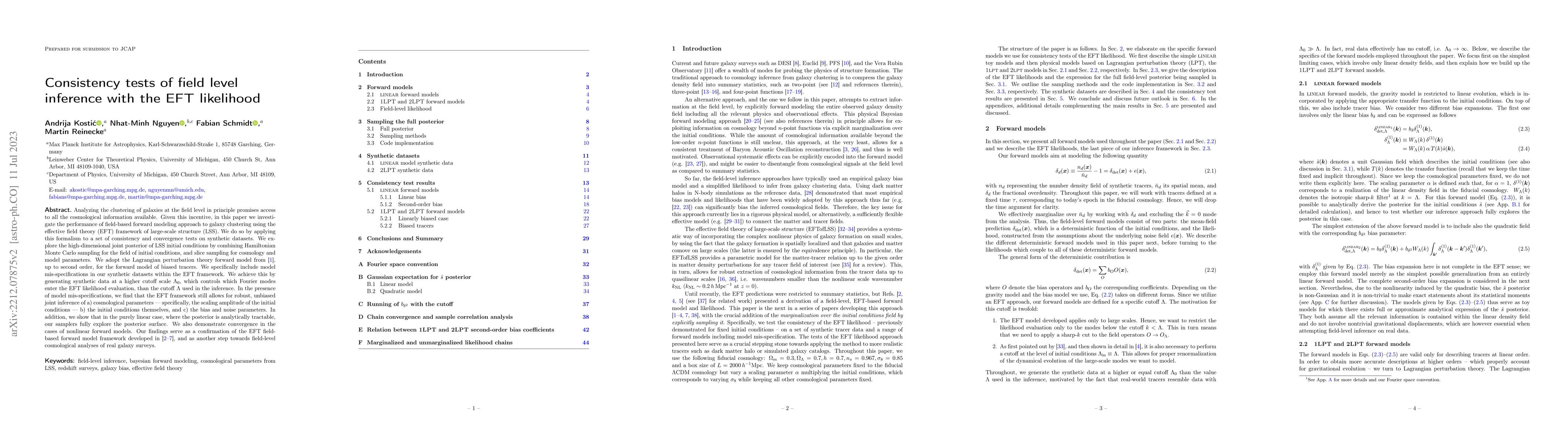 Thumbnail for Consistency tests of field level inference with the EFT likelihood