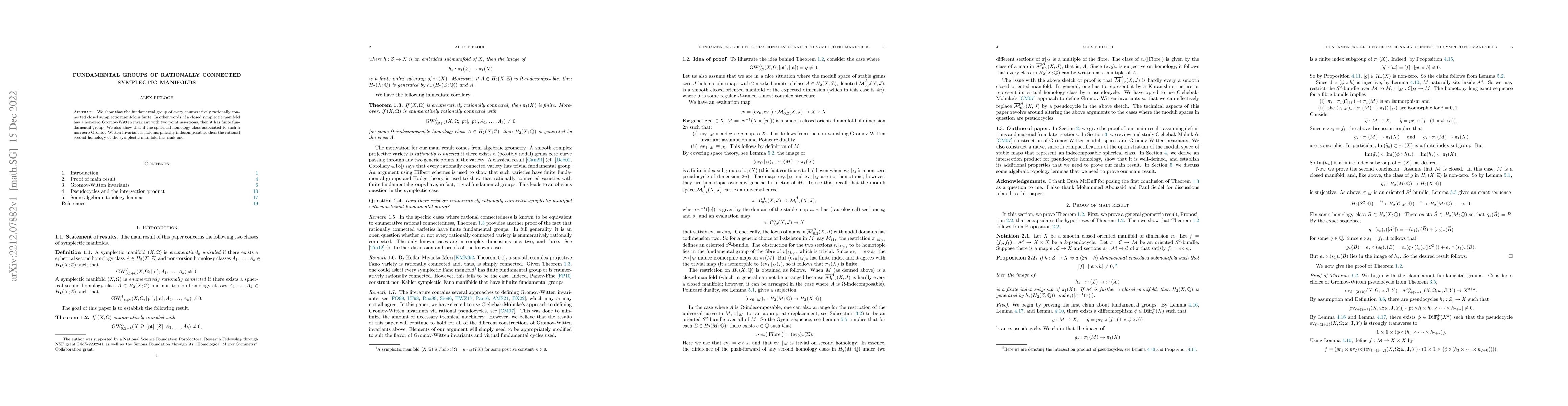 Thumbnail for Fundamental groups of rationally connected symplectic manifolds