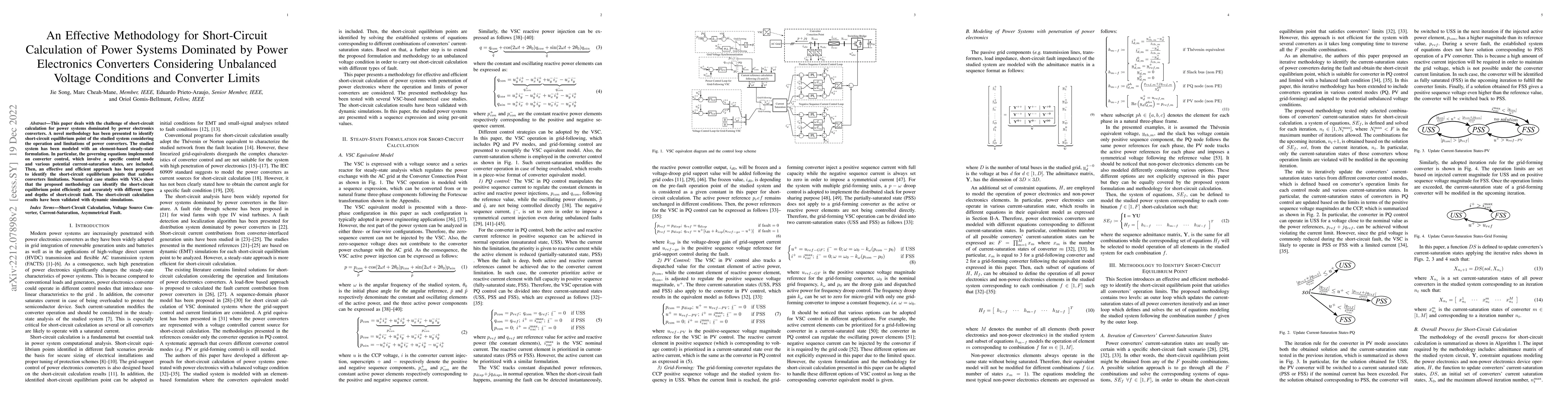 Thumbnail for An Effective Methodology for Short-Circuit Calculation of Power Systems
  Dominated by Power Electronics Converters Considering Unbalanced Voltage
  Conditions and Converter Limits